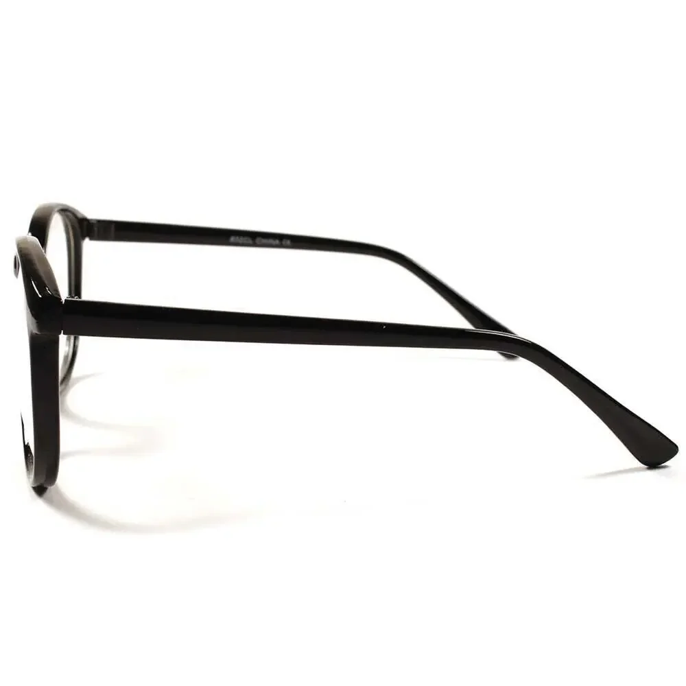 Oversized Round Black Clear Lens Glasses Retro Women's